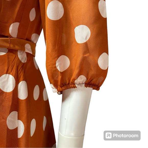 NWT Danny and Nicole Orange White Polka Dot Fit and Flare Pin Up Dress Size 10 - Picture 6 of 10